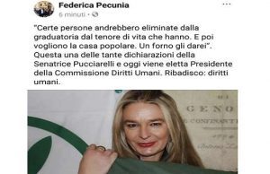 Pucciarelli: Pecunia mi offende e pubblica fake news su Fb, chieda scusa o la querelo