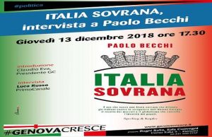 Italia Sovrana contro strapotere UE: prof. Becchi giovedì presenta suo ultimo libro a Genova
