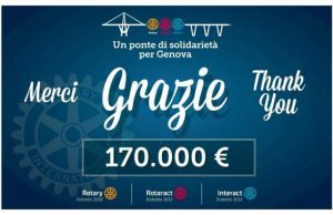 Genova nel cuore, Rotary 2032: raccolti 170mila euro per famiglie vittime crollo ponte