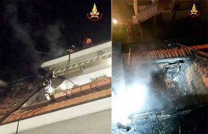 A fuoco tetto palazzina Castelnuovo Magra, fiamme spente dai VVF