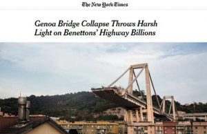 NYT attacca Benetton: Autostrade come bancomat, anormali profitti miliardari