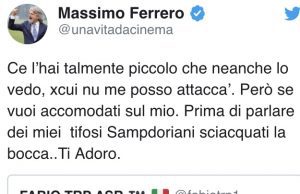 Ferrero risposta shock a tifoso romanista: Ce l’hai troppo piccolo