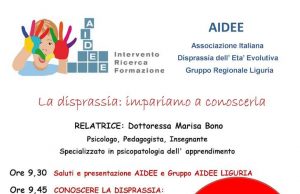 Evento a Pietra Ligure AIDEE Liguria: La disprassia: impariamo a conoscerla