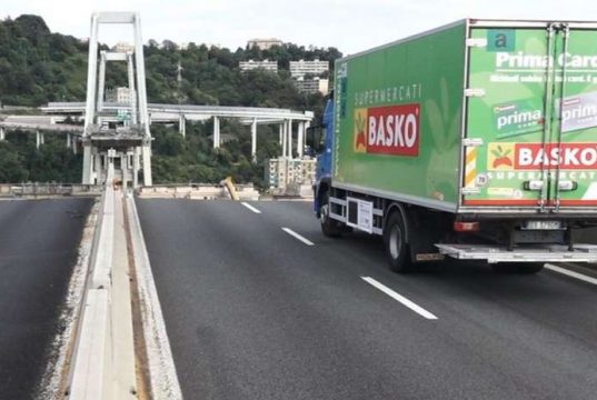 Senarega: camion Basko primo mezzo ad attraversare nuovo Ponte per Genova