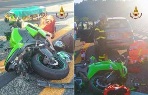 Incidente tra auto e moto sulla A6 ad Altare: due feriti, VVF sul posto