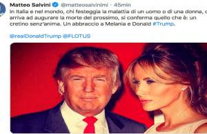 Melania e Donald positivi asintomatici. Salvini: cretino chi festeggia e augura morte