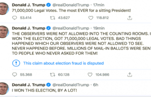 Trump: nostri osservatori non ammessi durante conteggio dei voti, mai successo