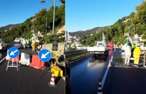 Rottura tubo dell’acqua ad Alassio, al lavoro operai della Sca