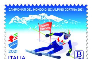 Francobollo dei campionati di sci alpino 2021