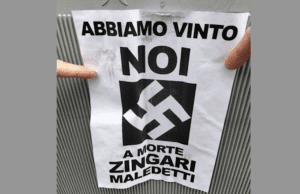 Volantini con svastiche nei pressi del campo sinti di Bolzaneto