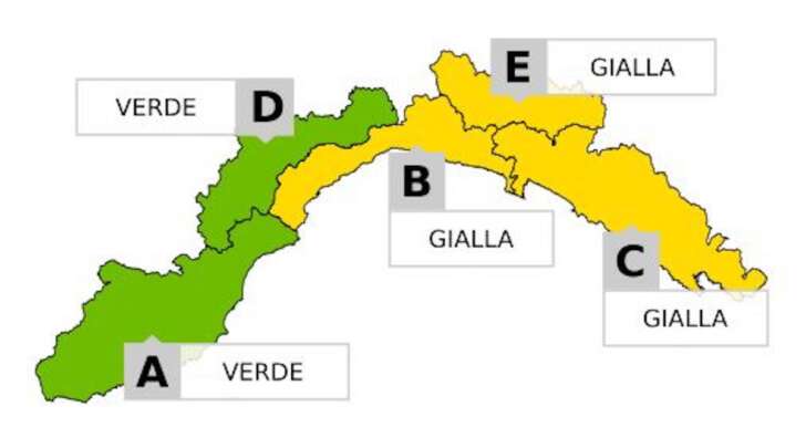 Da mezzanotte allerta gialla per temporali sul centro-levante della Liguria