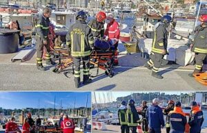 Varazze, esercitazione antincendio su imbarcazione ormeggiata Varazze, esercitazione antincendio su imbarcazione ormeggiata