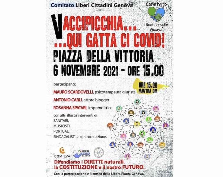 No Green pass | Alle 15 in piazza della Vittoria poi il corteo a Genova