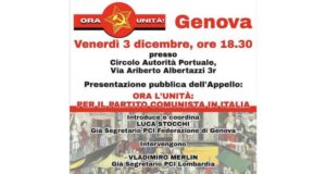 Oggi al Cap Albertazzi incontro di Cumpanis sull’Unità Comunista
