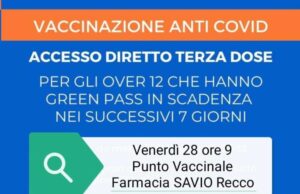Recco, scade Green Pass? Accesso diretto vaccini terza dose