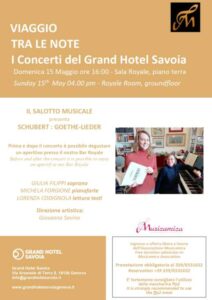 Locandina concerto del 15 maggio 2022 al Grand Hotel Savoia di Genova