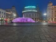 Piazza de Ferrari, Genova-Illuminazione fontana