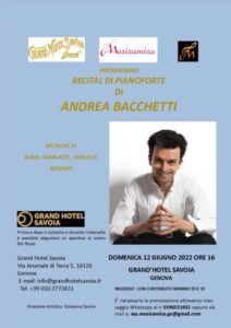 Andrea Bacchetti in concerto al Grand Hotel Savoia a Genova-Locandina