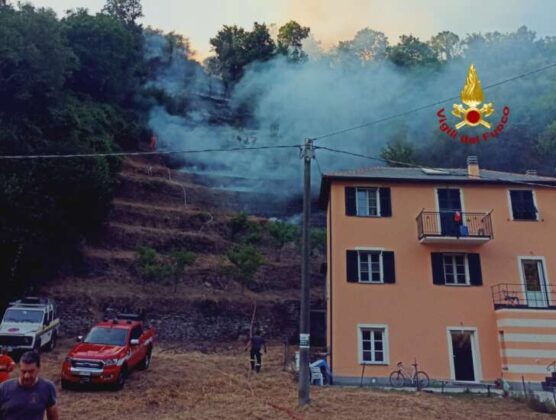 Incendio a Cogorno, fiamme spente dai VVF