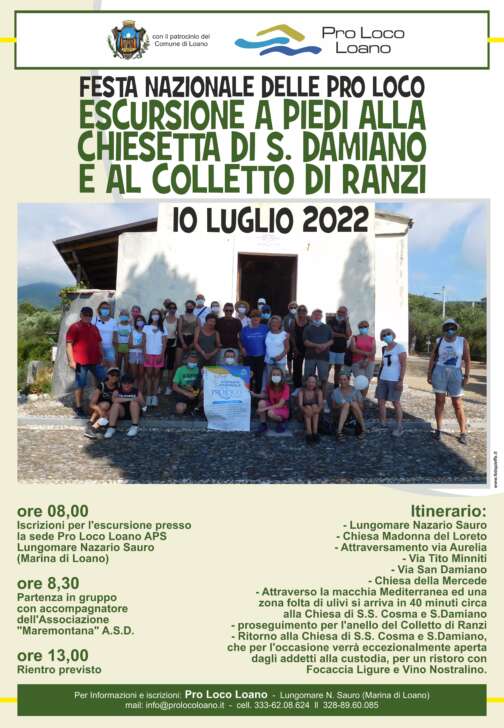 Domenica 10 luglio la Pro Loco Loano organizza un'escursione guidata
