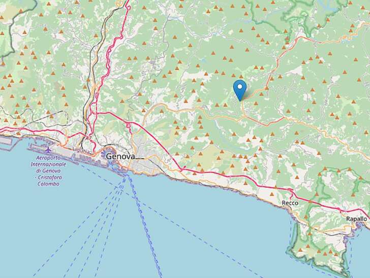 Scossa di terremoto da 2.4 Ml nei pressi di Davagna