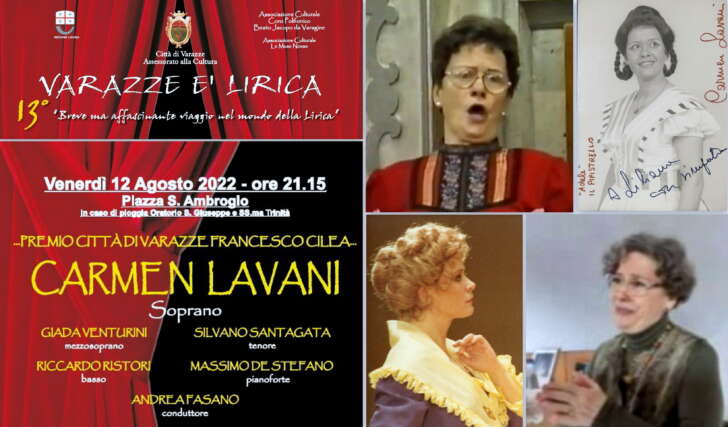 Varazze Lirica premia il soprano Carmen Lavani con il Premio Città di Varazze Francesco Cilea