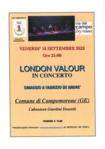 Concerto dei London Valour a Campomorone-Locandina