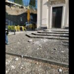 Pieve Ligure statua chiesa caduta