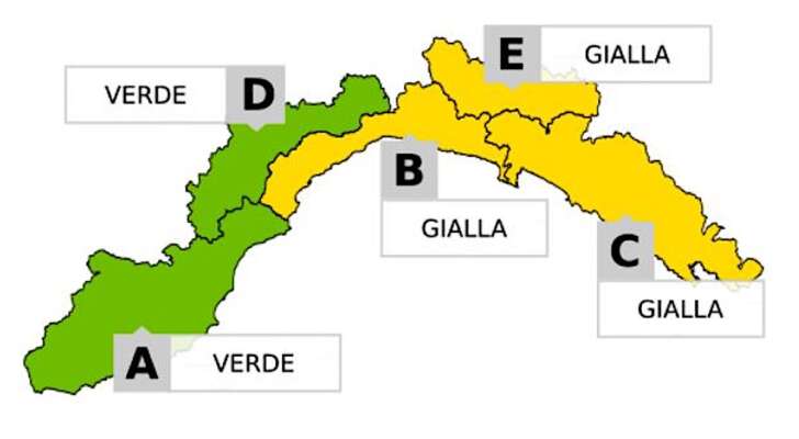 Allerta gialla per temporali dalle 11 alle 24 di mercoledì 14