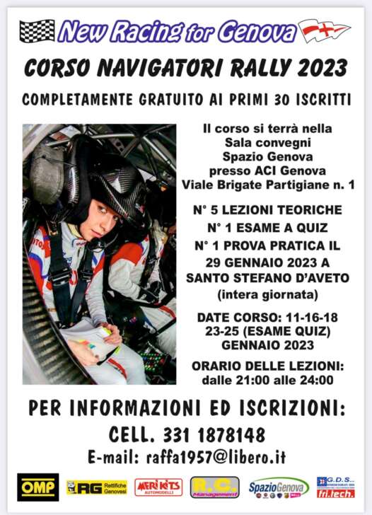 Corso per Navigatori Rally alla New Racing for Genova