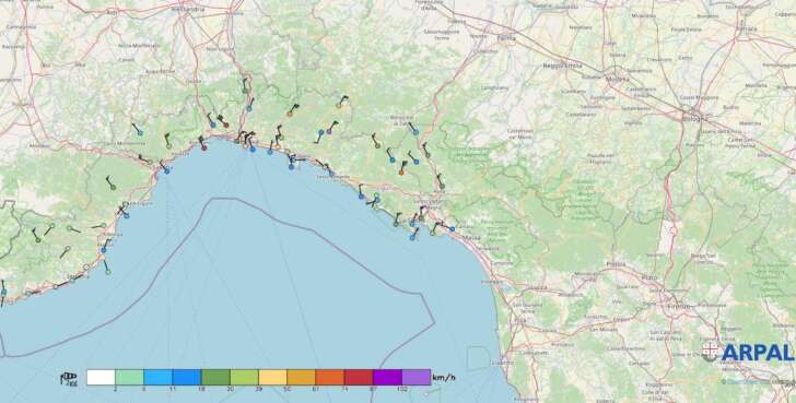 Avviso meteo per vento di burrasca forte (zone B e C). Le previsioni