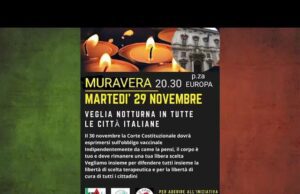 Veglia in tutta Italia sulla legittimità obbligo vaccinale per Covid-19