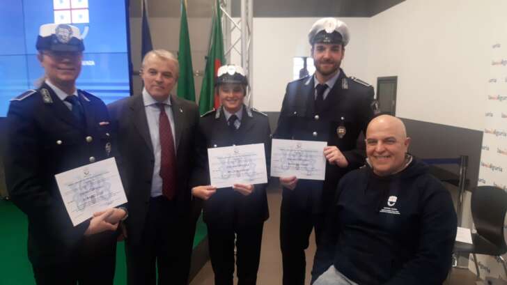 Premiati tre agenti della Polizia Locale di Chiavari per la tutela dei diritti dei disabili, da Regione Liguria e Consulta Regionale Handicap