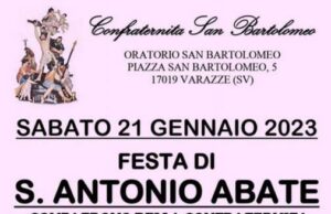 Festa di Sant’Antonio Abate all’Oratorio San Bartolomeo di Varazze Festa di Sant'Antonio Abate all’Oratorio San Bartolomeo di Varazze, Sabato 21 gennaio 2023 attesi turisti e cittadini