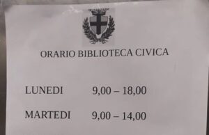 Ad Albenga biblioteca chiusa per tre pomeriggi