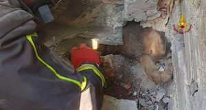 I vigili del fuoco salvano gatto incastrato in un pluviale