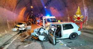 SS 45 Torriglia, frontale nella galleria di Laccio