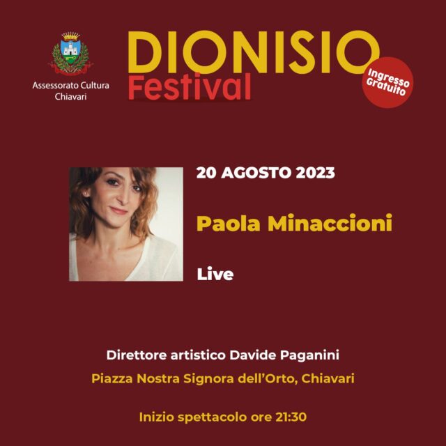 Dionisio Festival 2023, sul palco di piazza N.S. dell’Orto Paola Minaccioni, Domenica 20 agosto andrà in scena il penultimo appuntamento