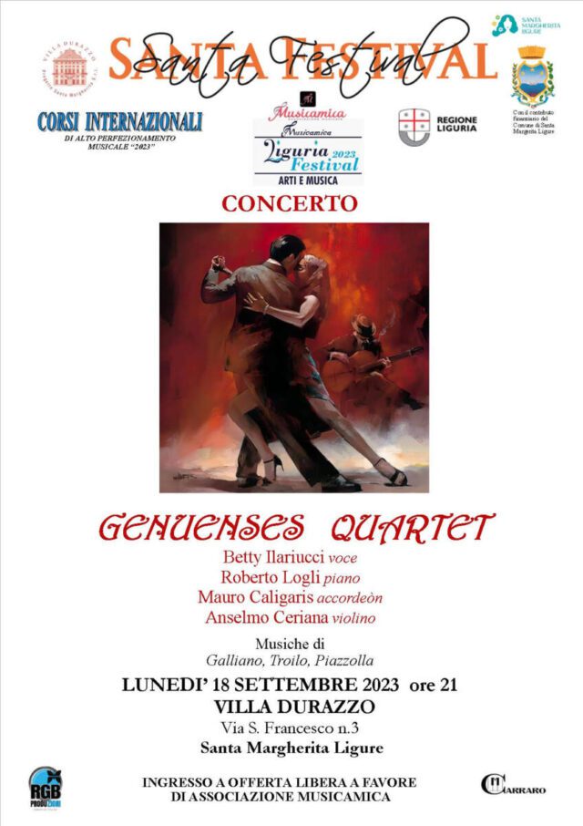 Genuenses Quartet in concerto Live questa sera alle 21 in Villa Durazzo