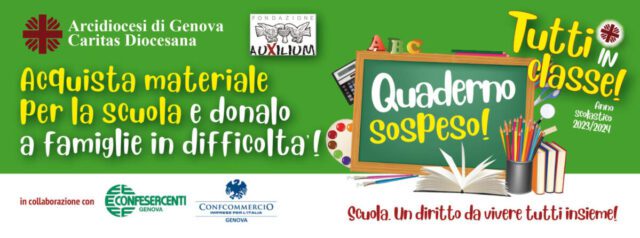 “Quaderno Sospeso”, Caritas Diocesana per le famiglie in difficoltà con le spese scolastiche dell'anno 2023-24 