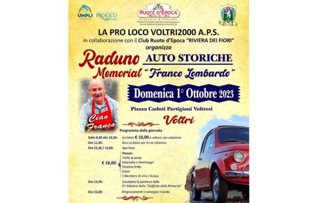 Raduno di auto storiche a Voltri domenica 1 ottobre