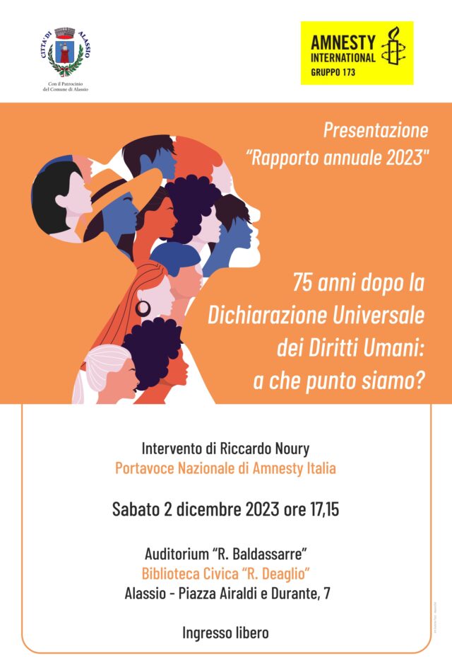 Amnesty International Italia Sabato 2 alla Biblioteca Civica di Alassio Amnesty International Italia Sabato 2 alla Biblioteca Civica di Alassio