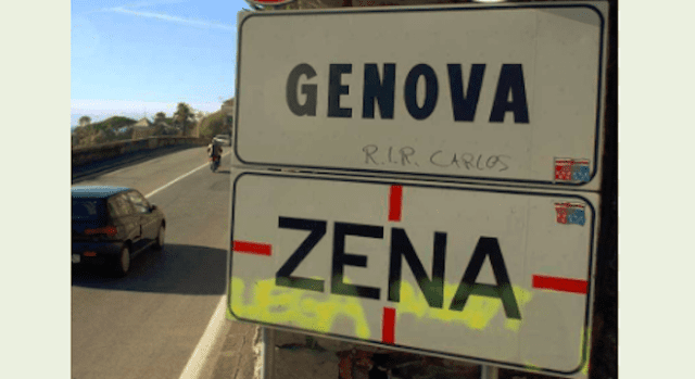 cartello vie strade piazze lingua ligure genovese nervi