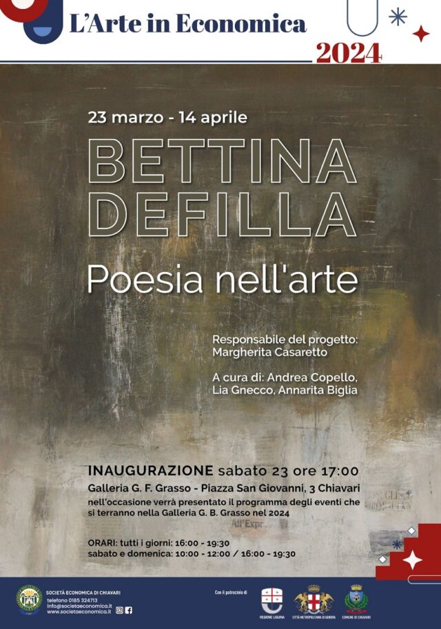 Chiavari, apertura mostra: Bettina Defilla,poesia nell'arte Chiavari, apertura mostra: Bettina Defilla,poesia nell'arte