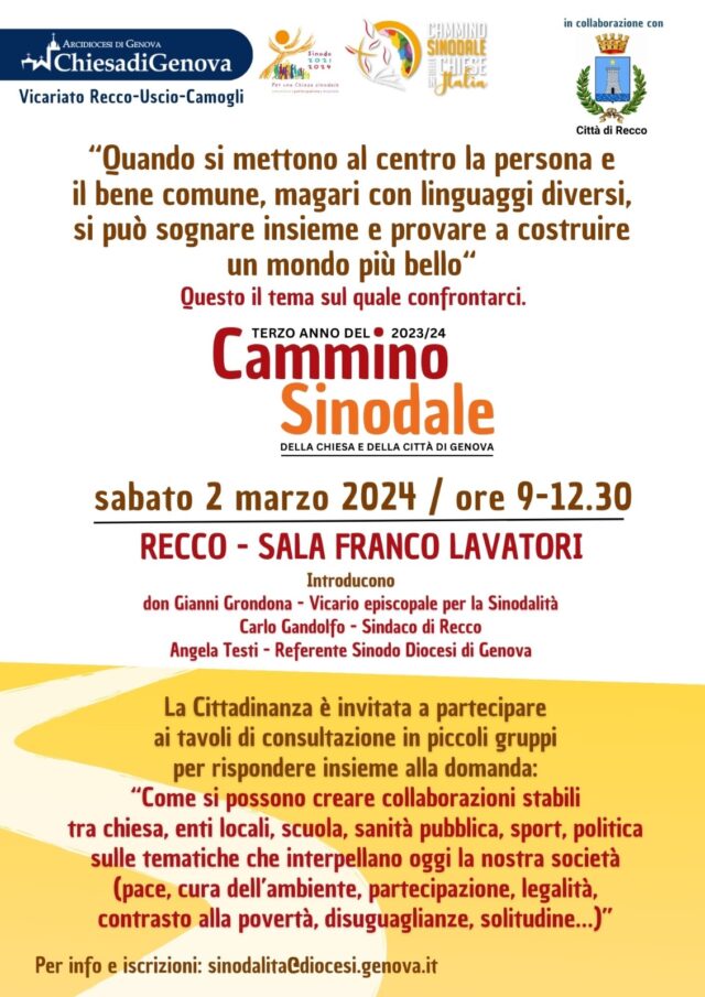 Recco, “Cammino Sinodale 2024": tra dialogo e riflessione Recco, “Cammino Sinodale 2024": tra dialogo e riflessione