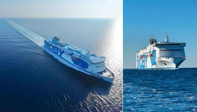 Moby, i due traghetti più grandi in linea insieme tra Livorno ed Olbia Moby, i due traghetti più grandi in linea insieme tra Livorno ed Olbia