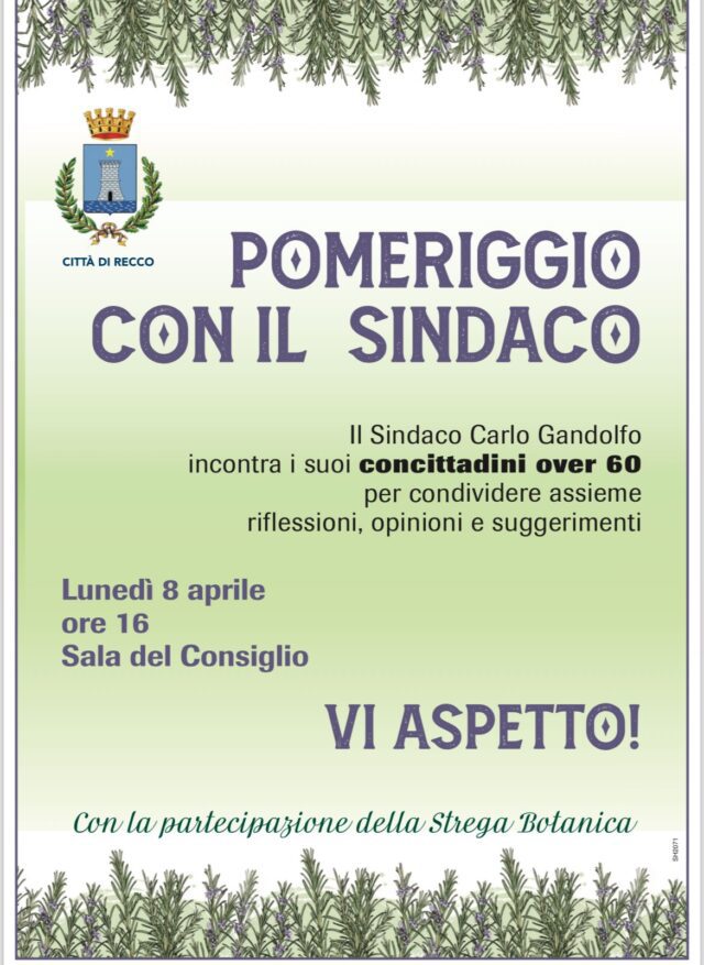 Recco, il sindaco Gandolfo incontra gli over 60 nel pomeriggio Recco, il sindaco Gandolfo incontra gli over 60 nel pomeriggio