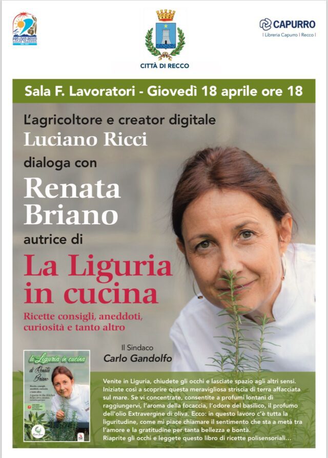 Recco, Renata Briano presenta il suo libro: La Liguria in cucina
