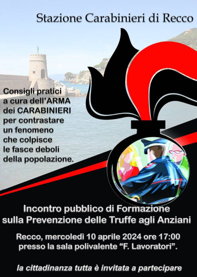 Stazione carabinieri Recco: istruzioni agli anziani contro le truffe