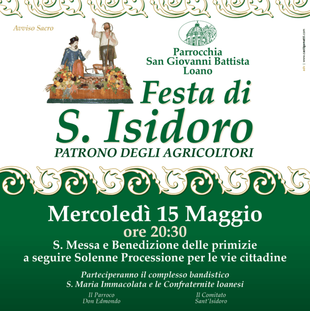 Il 15 maggio Loano celebra la festa di Sant'Isidoro